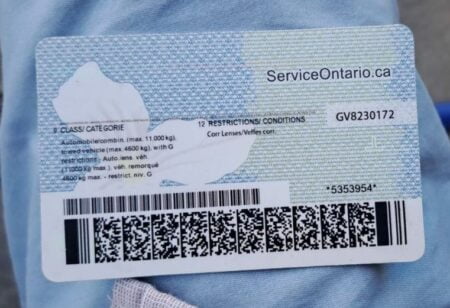 Canada Driver's License back
