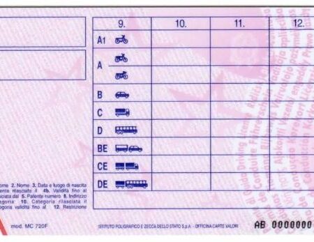 Italy Driver license back