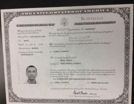 USA Naturalization Certificate