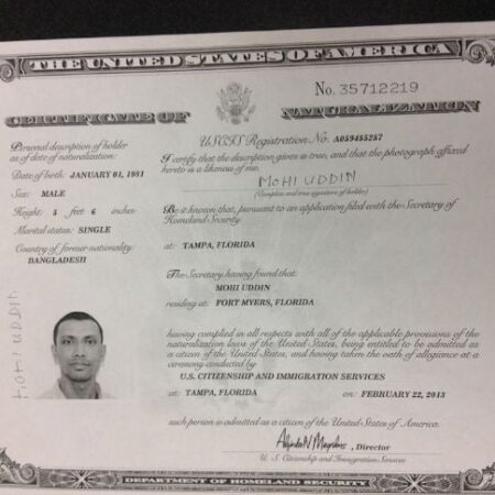 USA Naturalization Certificate