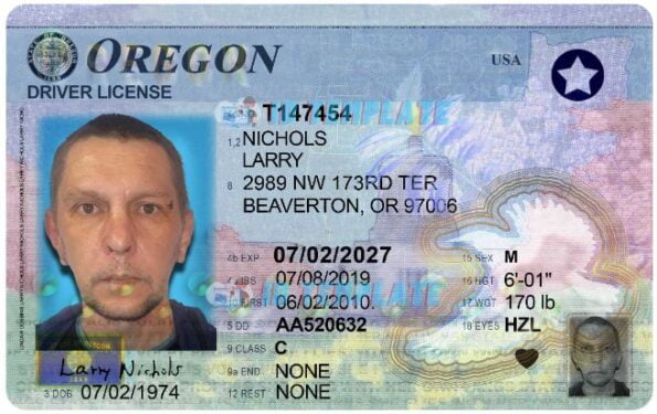 Oregon Driver License ID Card