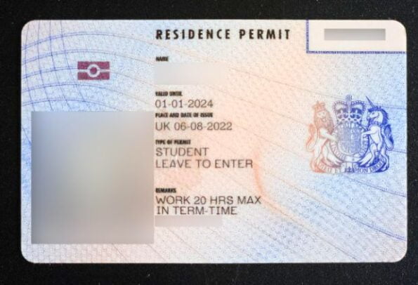 United Kingdom residence permit card