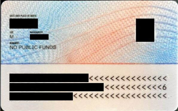 UK Permanent Residence Permit Card back